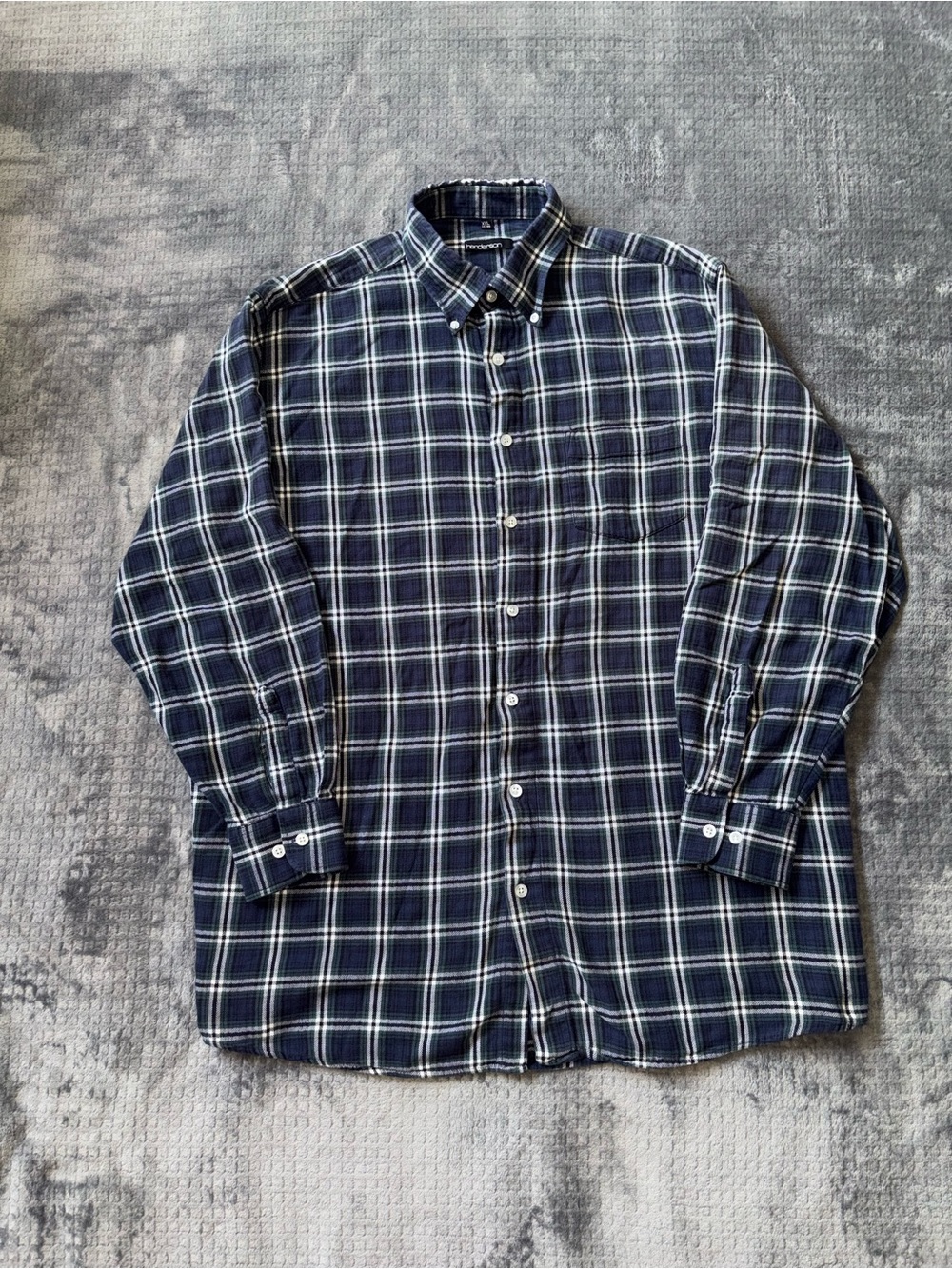 Henderson Men's 2XL Big & Tall Blue/Green Plaid Flannel Cotton Button-Down